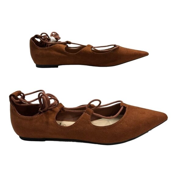 Callisto of California Womens 10 M Lace Up Pointed Toe Flats Brown Rian Tansde - Picture 11 of 12